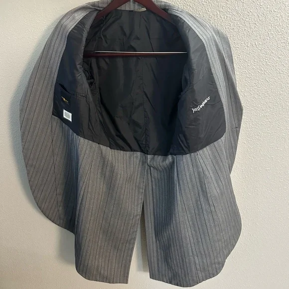 Vintage Yves Saint Laurent One Button Stripe Tailcoat Tuxedo Top 38 R - Picture 8 of 16